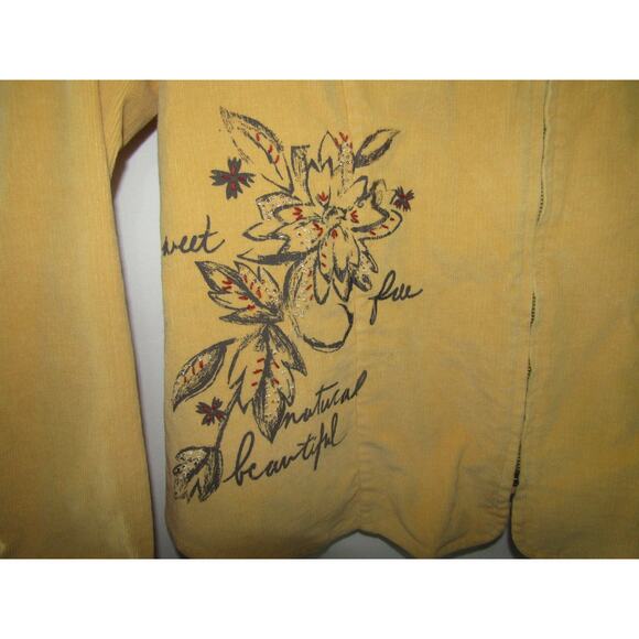 Vintage Christopher Banks Savannah L Yellow Corduroy Shirt Jacket Floral Sequins - Picture 2 of 9